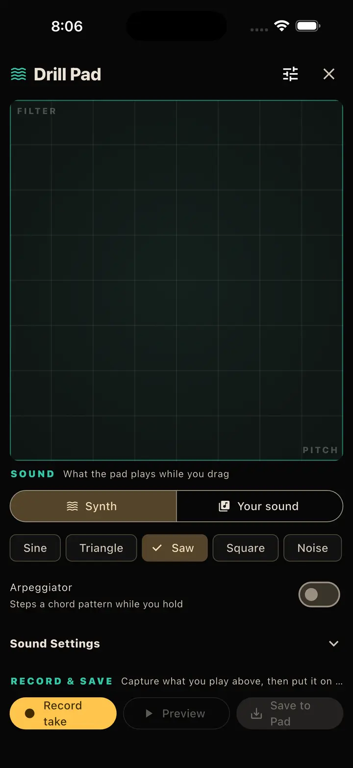 Beatdriller Drillpad XY synthesiser surface